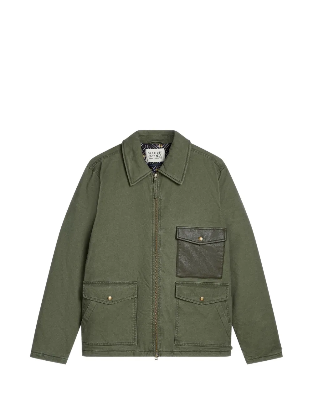 Scotch & Soda contrast-pocket zip-up jacket - Green