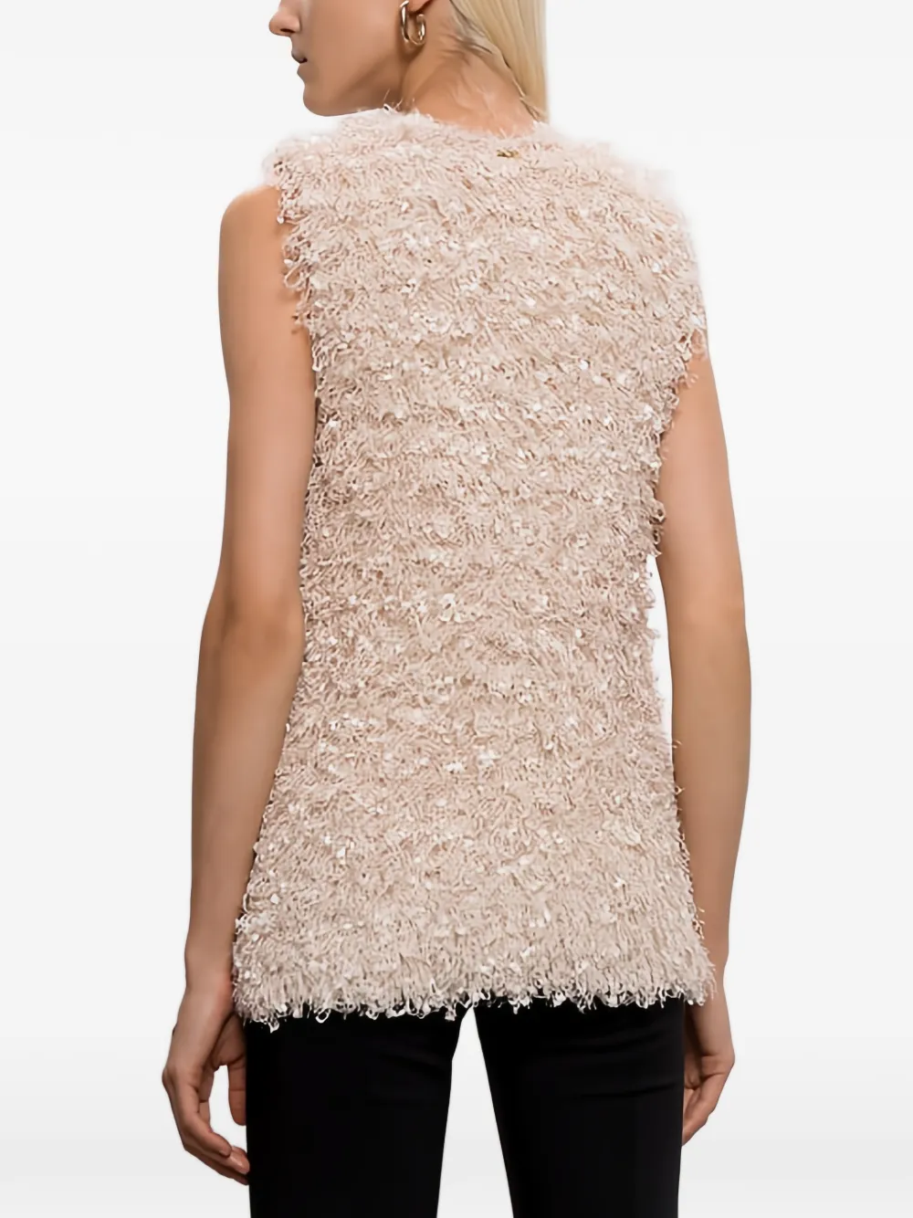 TWINSET Gilet van imitatiebont verfraaid met pailletten Beige