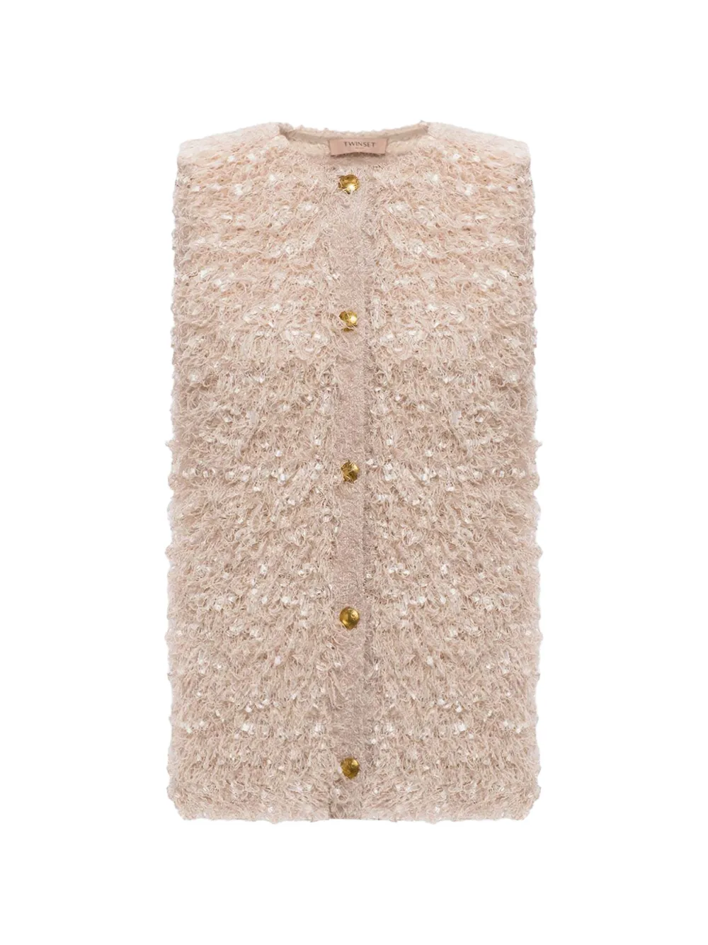 TWINSET sequin-embellished faux-fur vest - Toni neutri