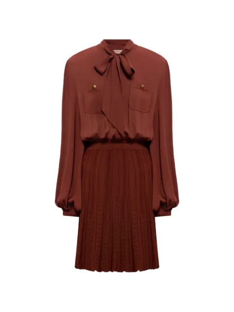 TWINSET pussy-bow pleated mini dress