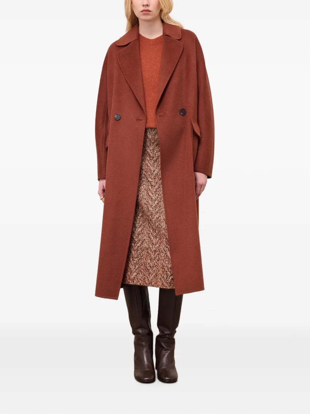 Ottod'Ame Cappotto con cintura e revers classici - Marrone
