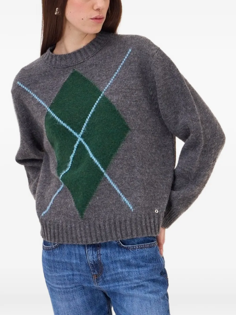 Ottod'Ame argyle-intarsia crew-neck knit
