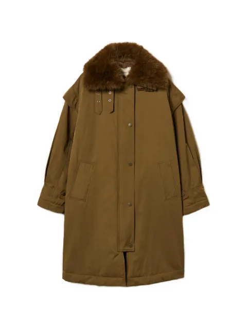 TWINSET Parka in gabardine con colletto in pelliccia sintetica
