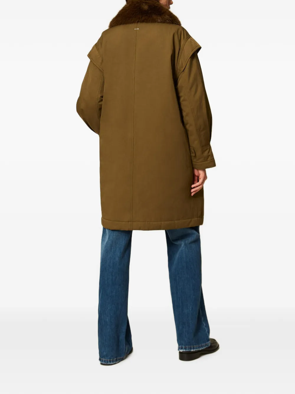 TWINSET Gabardine parka met kraag van imitatiebont Groen