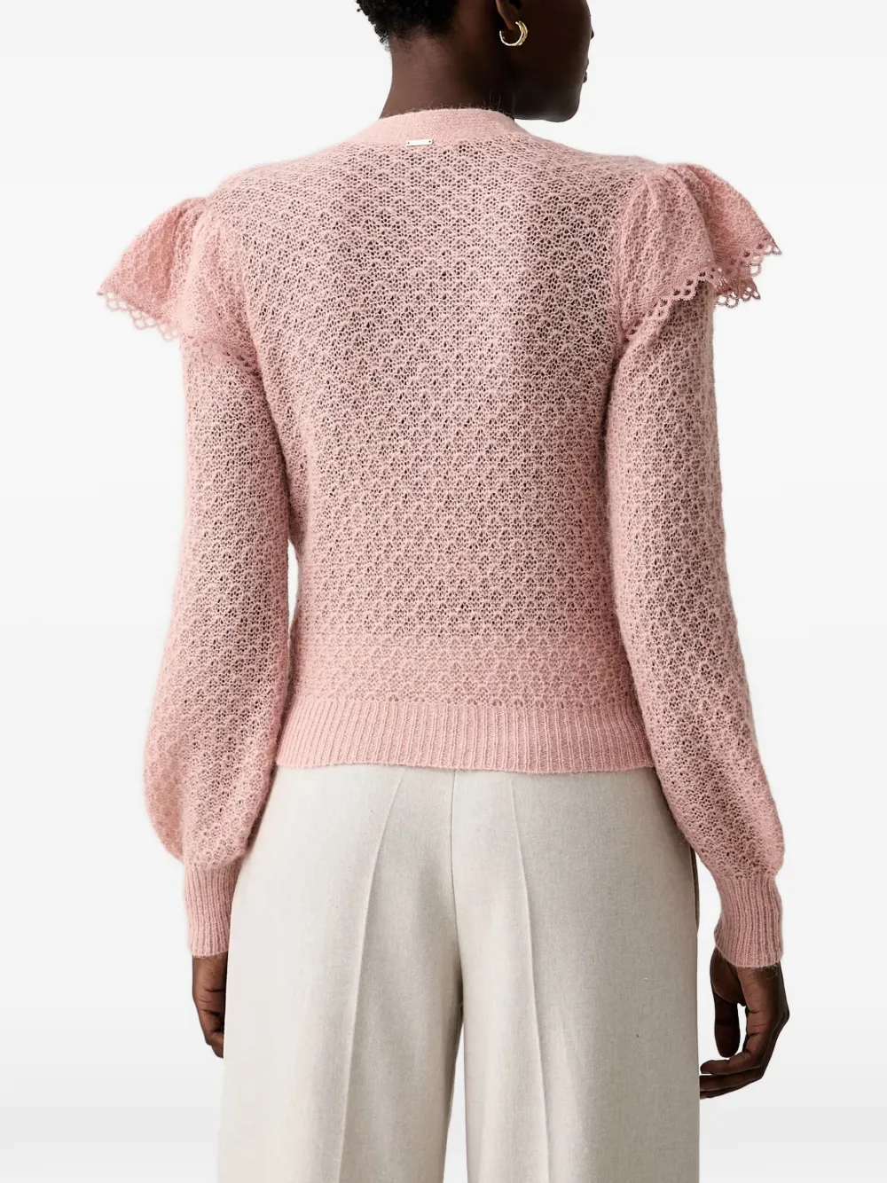 TWINSET Opengebreid vest afgewerkt met ruches Roze