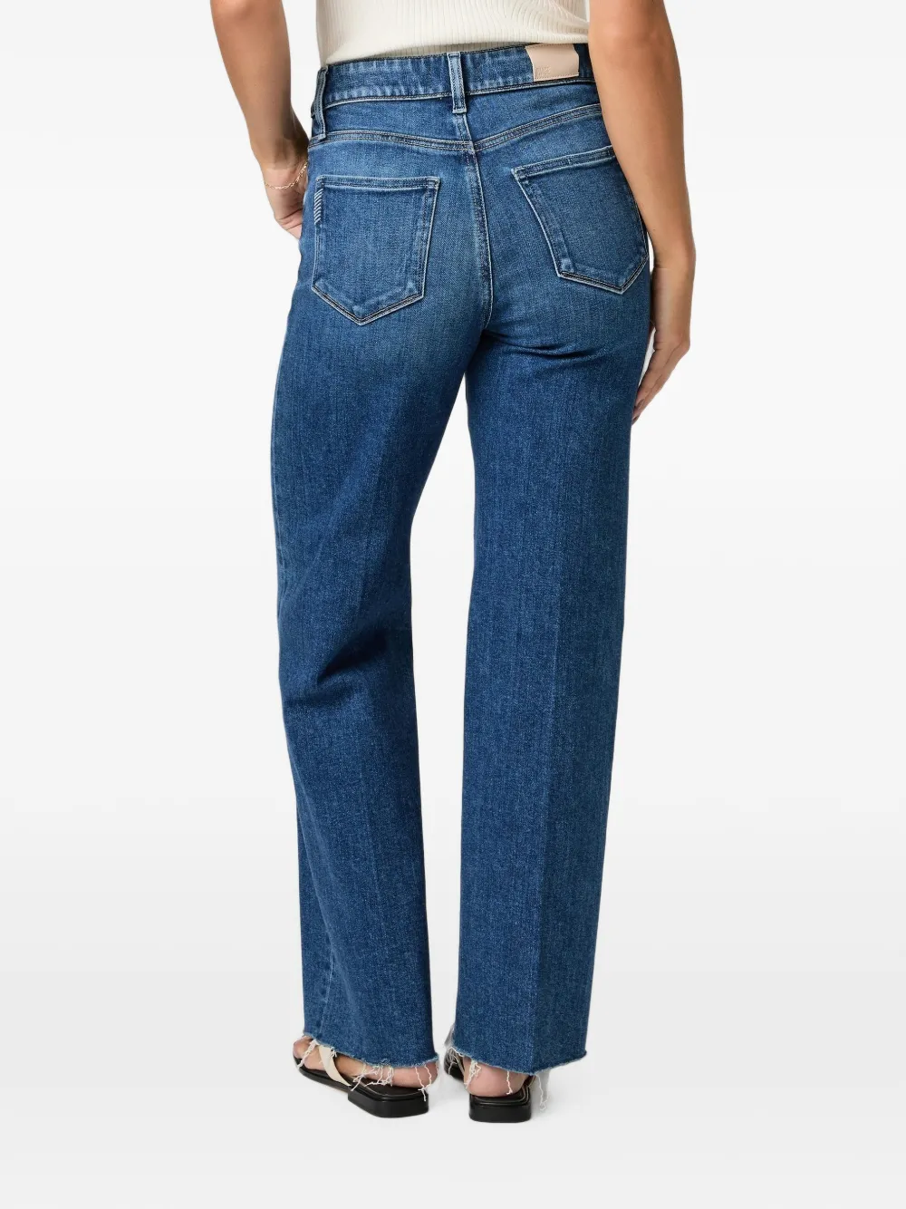 PAIGE Anessa jeans met wijde pijpen en gerafelde zoom Blauw