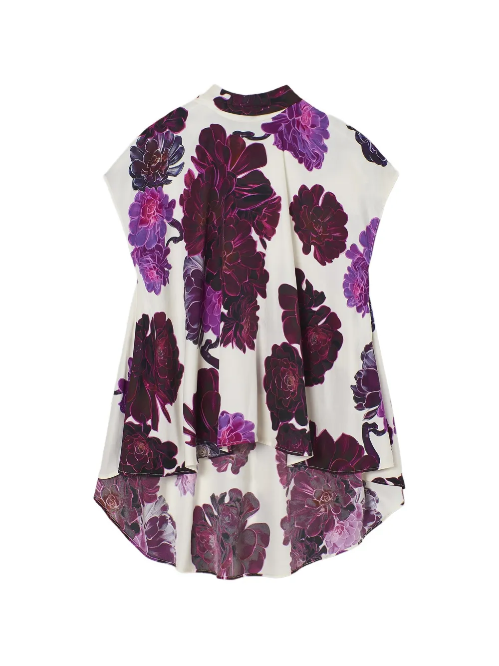 PSOPHIA Aeonium floral-print high-low top - Bianco