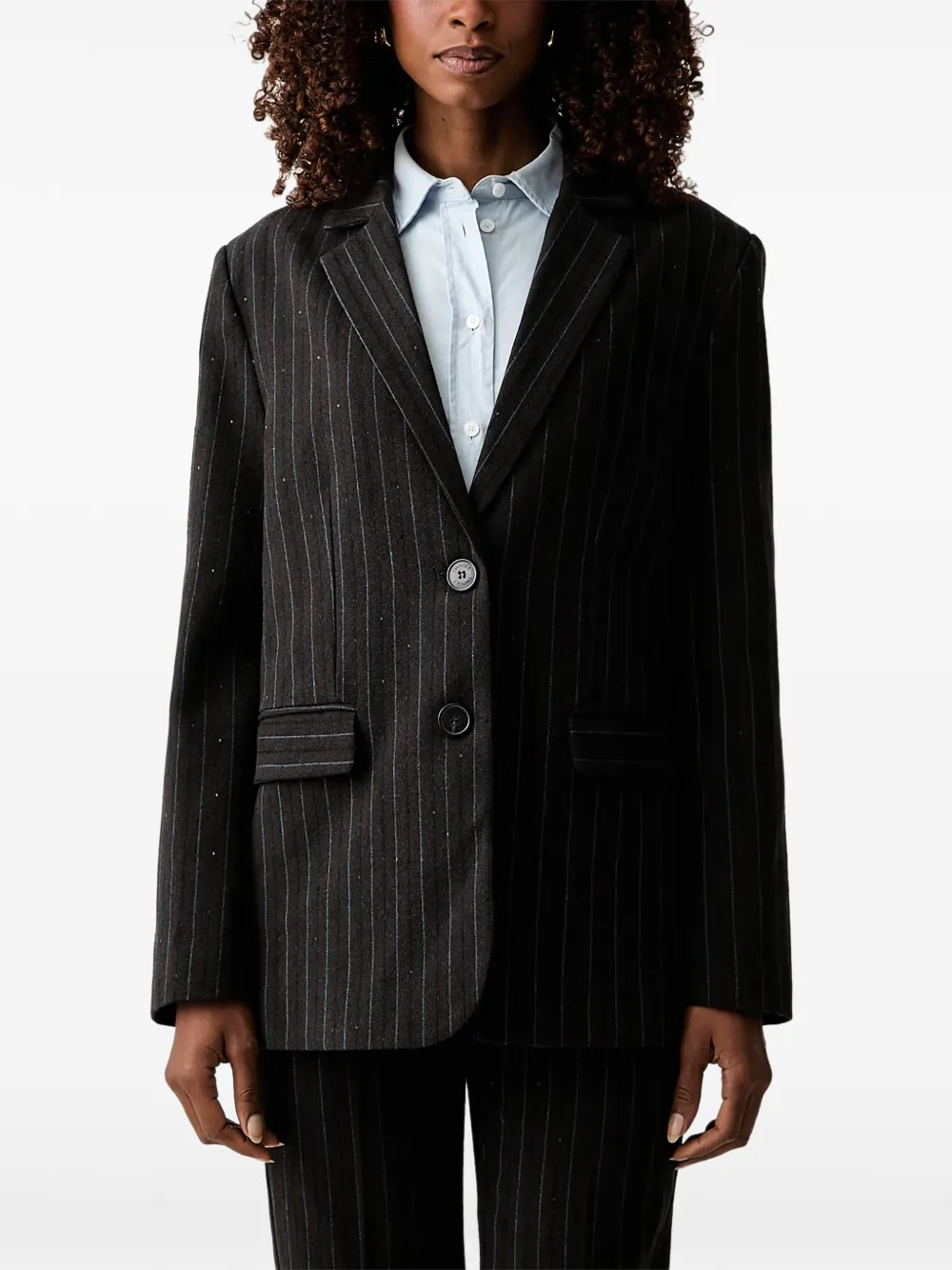 TWINSET pinstripe sequin-embellished blazer - Noir TWINSET pinstripe sequin-embellished blazer - Noir