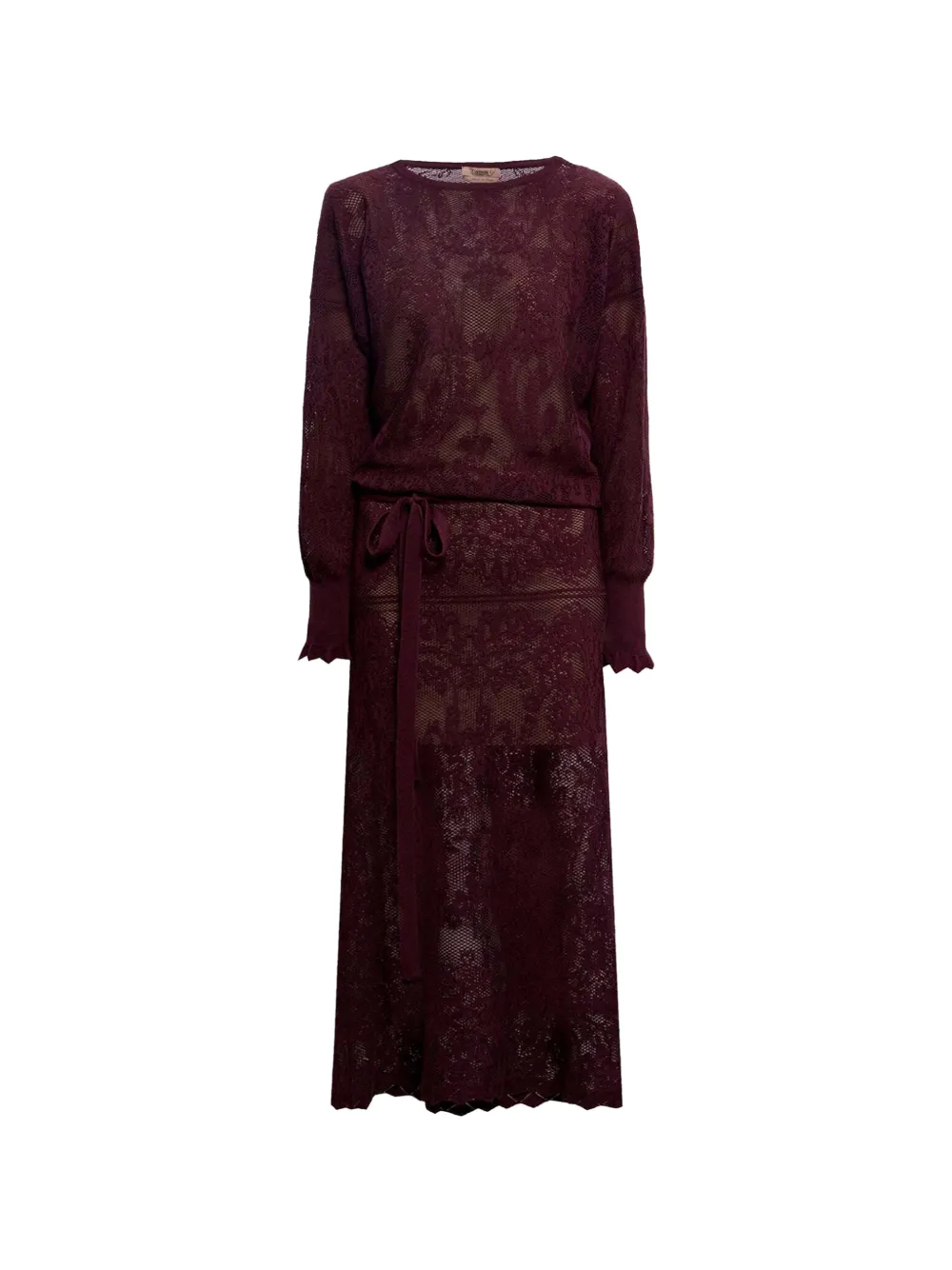 TWINSET lace-knit drawstring-waist midi dress - Violett