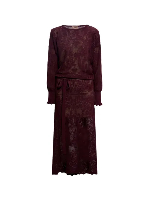 TWINSET robe mi-longue en dentelle à lien de resserrage