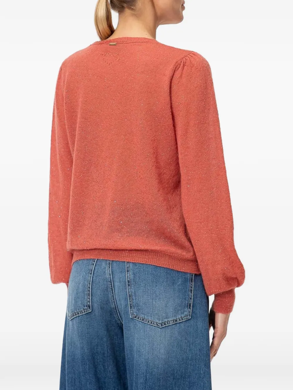 TWINSET sequin-embellished V-neck sweater Oranje