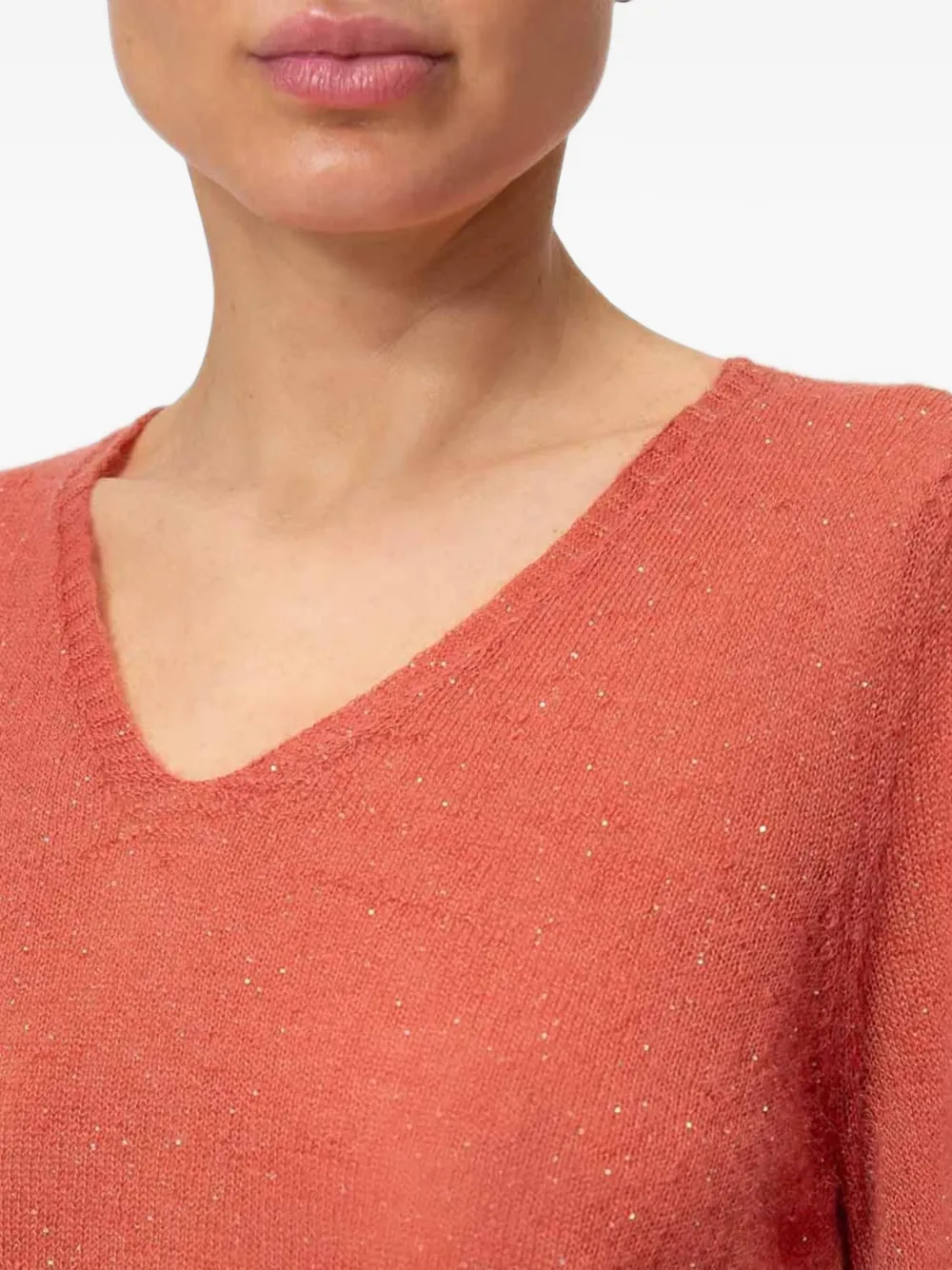TWINSET sequin-embellished V-neck sweater Oranje