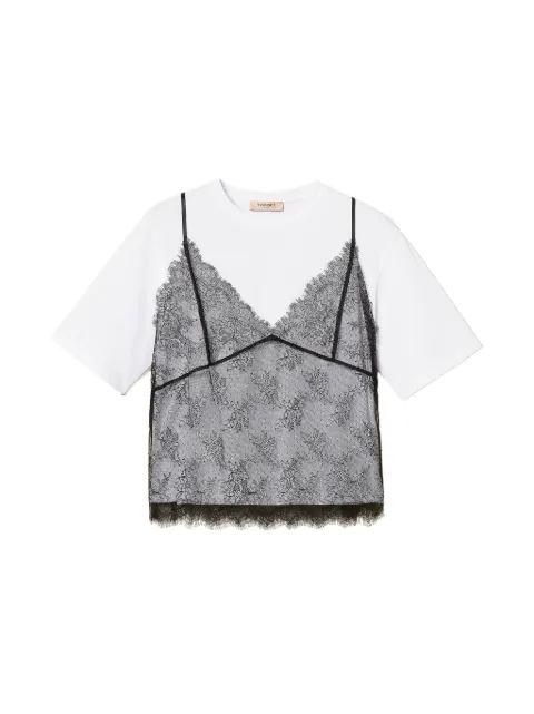 TWINSET crew neck T-shirt and lace top