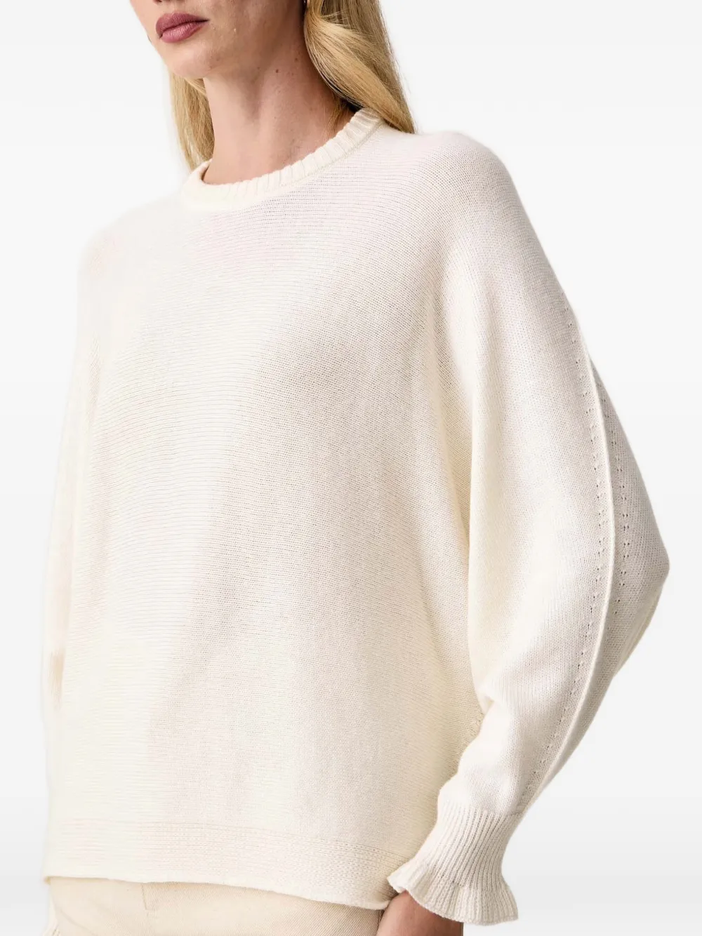 TWINSET Trui met ruches aan de manchetten Beige