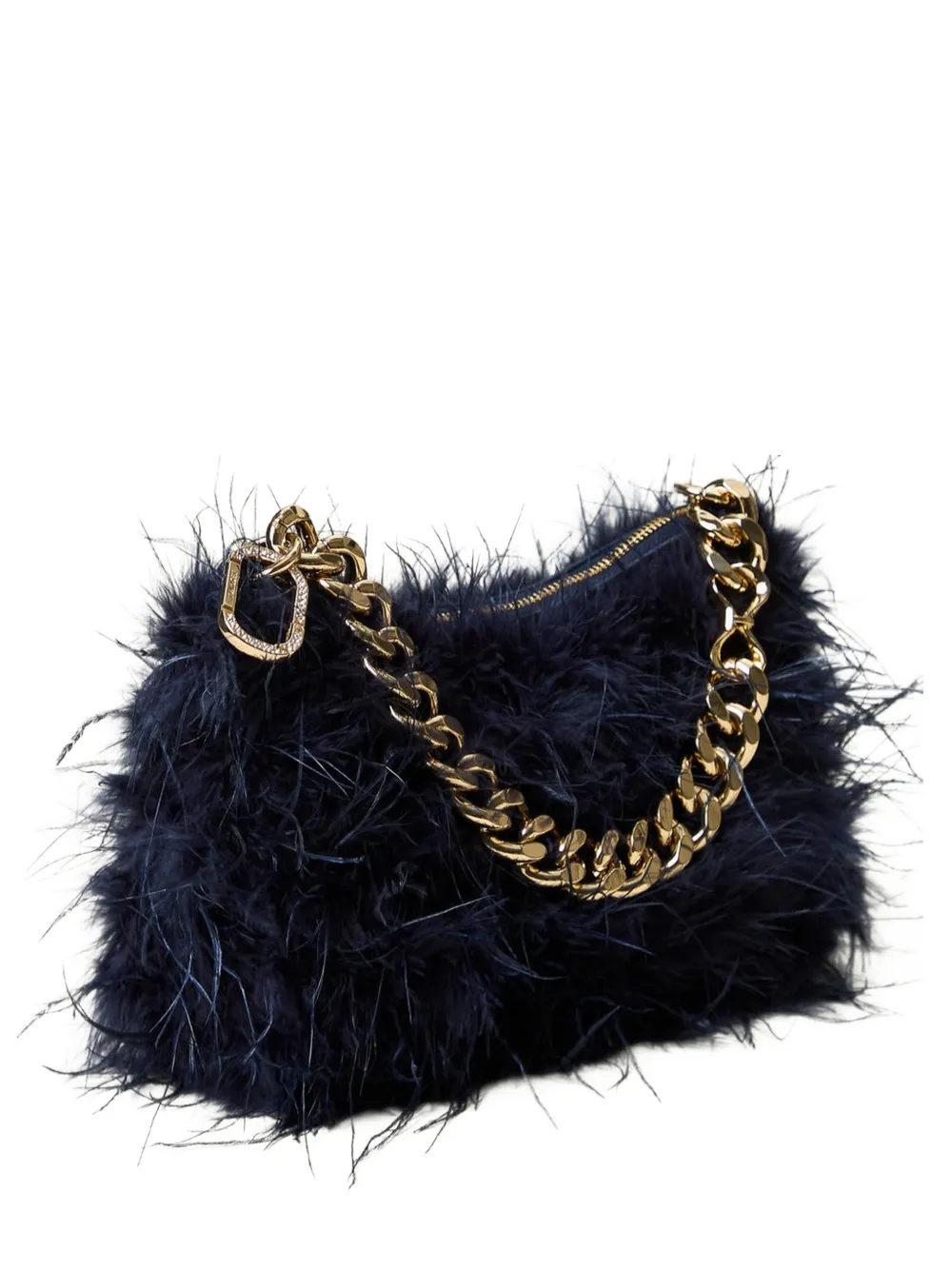 TWINSET Liliane satin bag with feathers - Blu