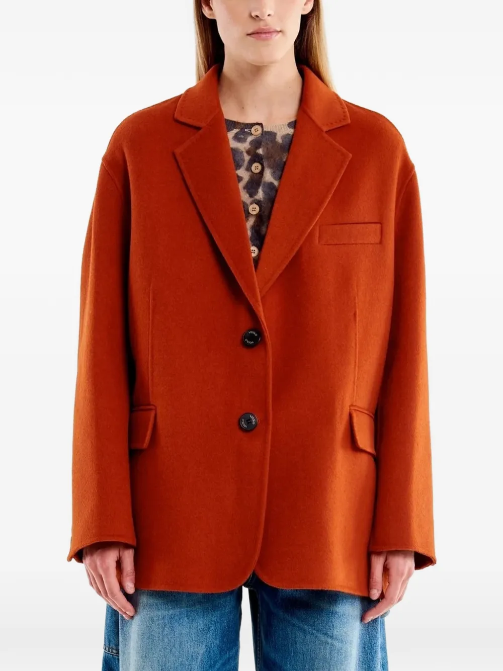 Vicolo Oversized Single-breasted Blazer In Orange