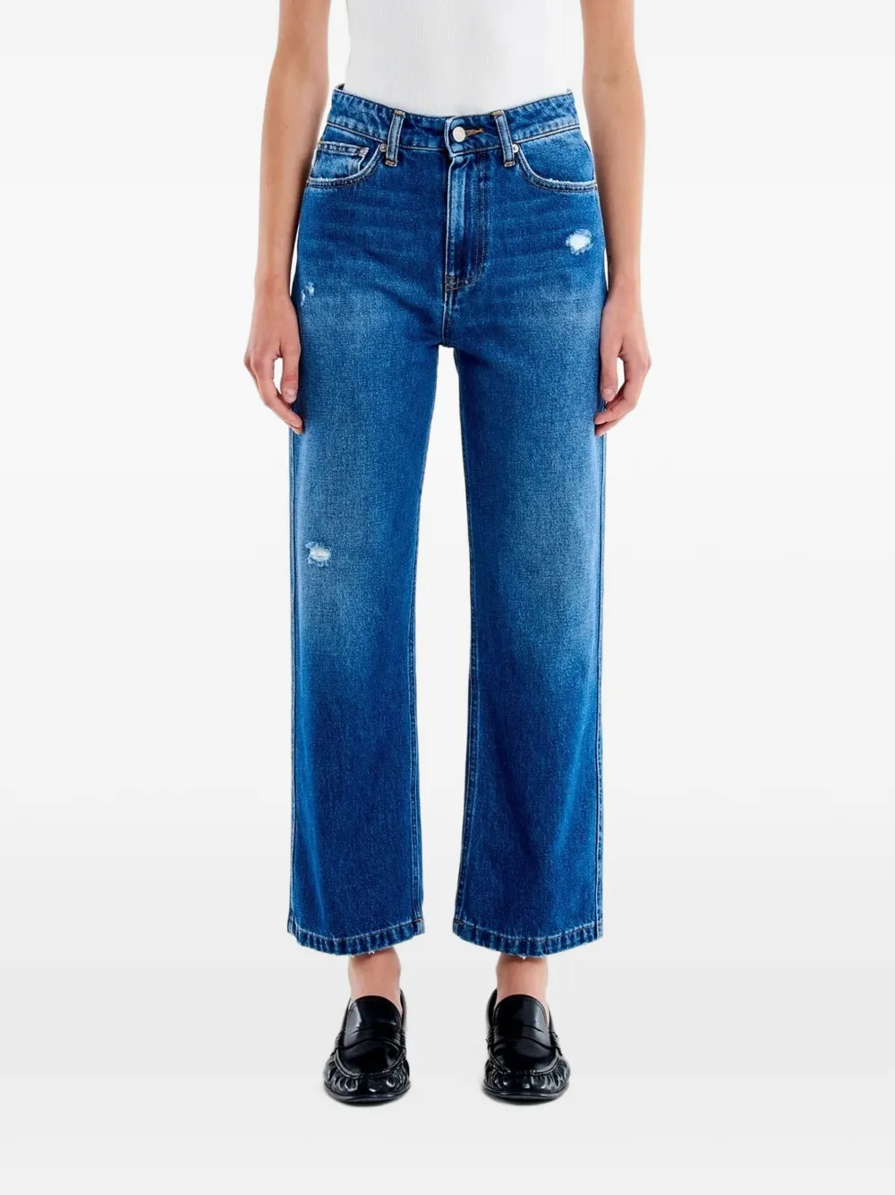 VICOLO Icon Kate distressed straight-leg jeans - Blu