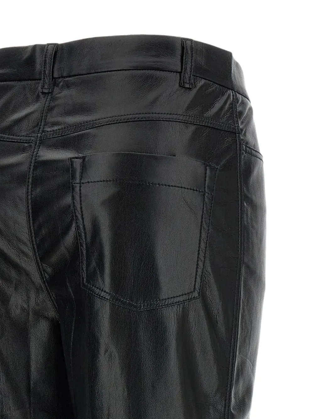 THE ANDAMANE Axelle cropped broek met leren effect Zwart