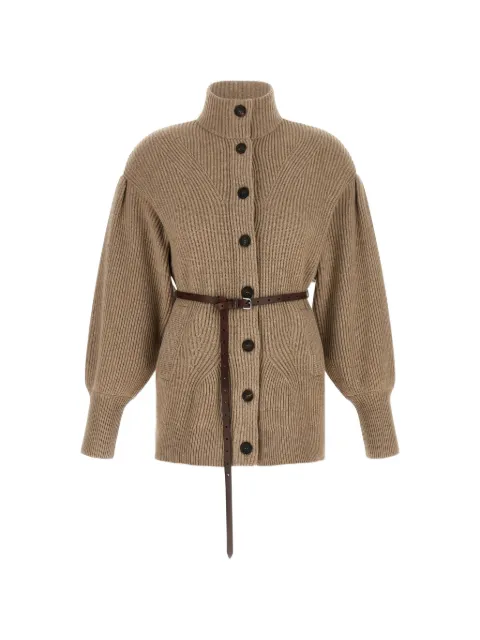 Brunello Cucinelli belted ribbed-knit wool cardigan