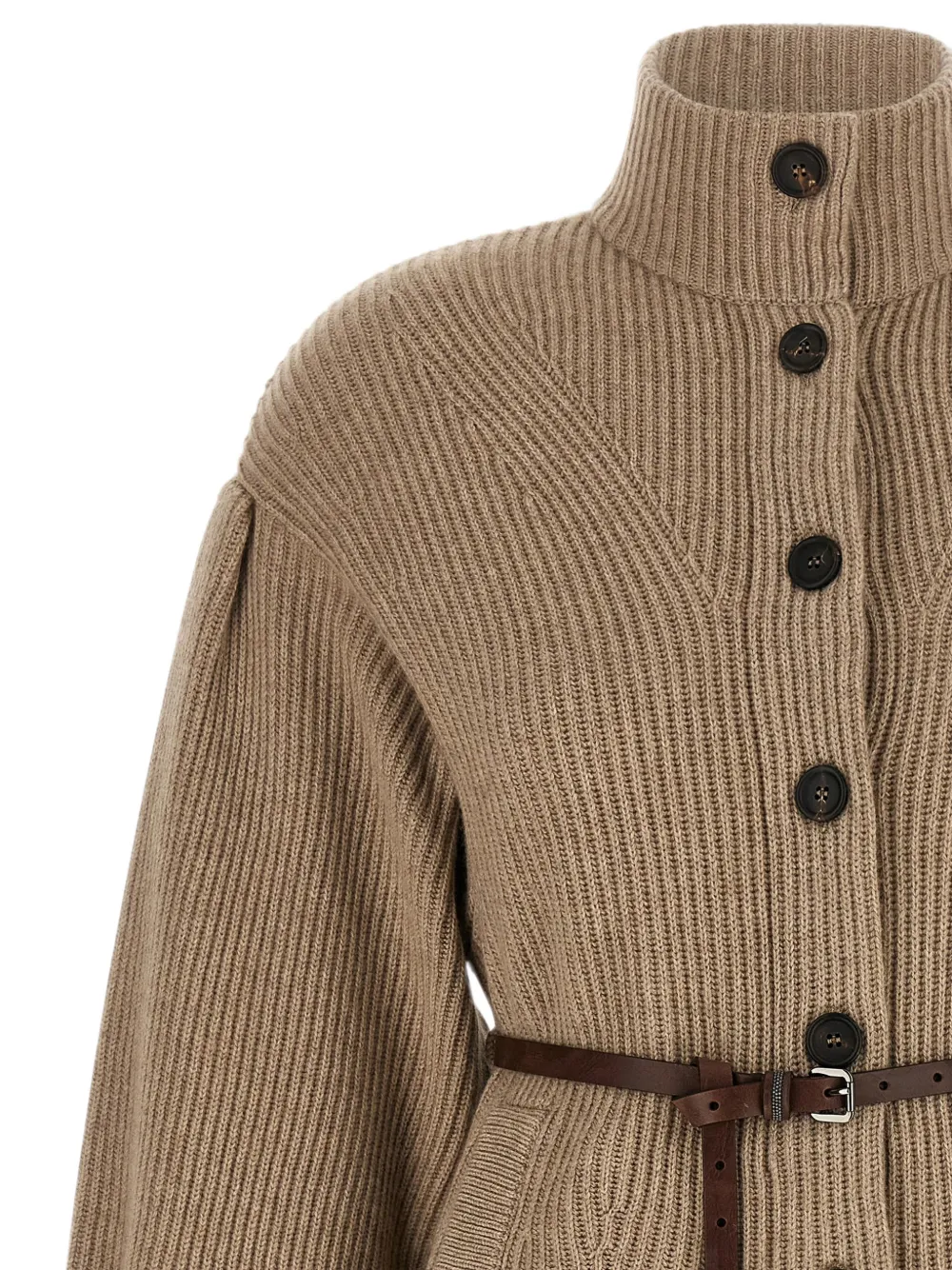 Brunello Cucinelli Ribgebreid wollen vest Beige