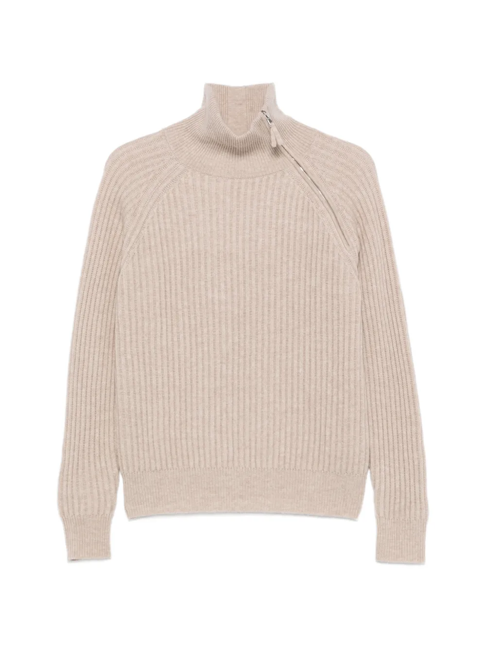Allude ribbed zip-neck sweater - Nude