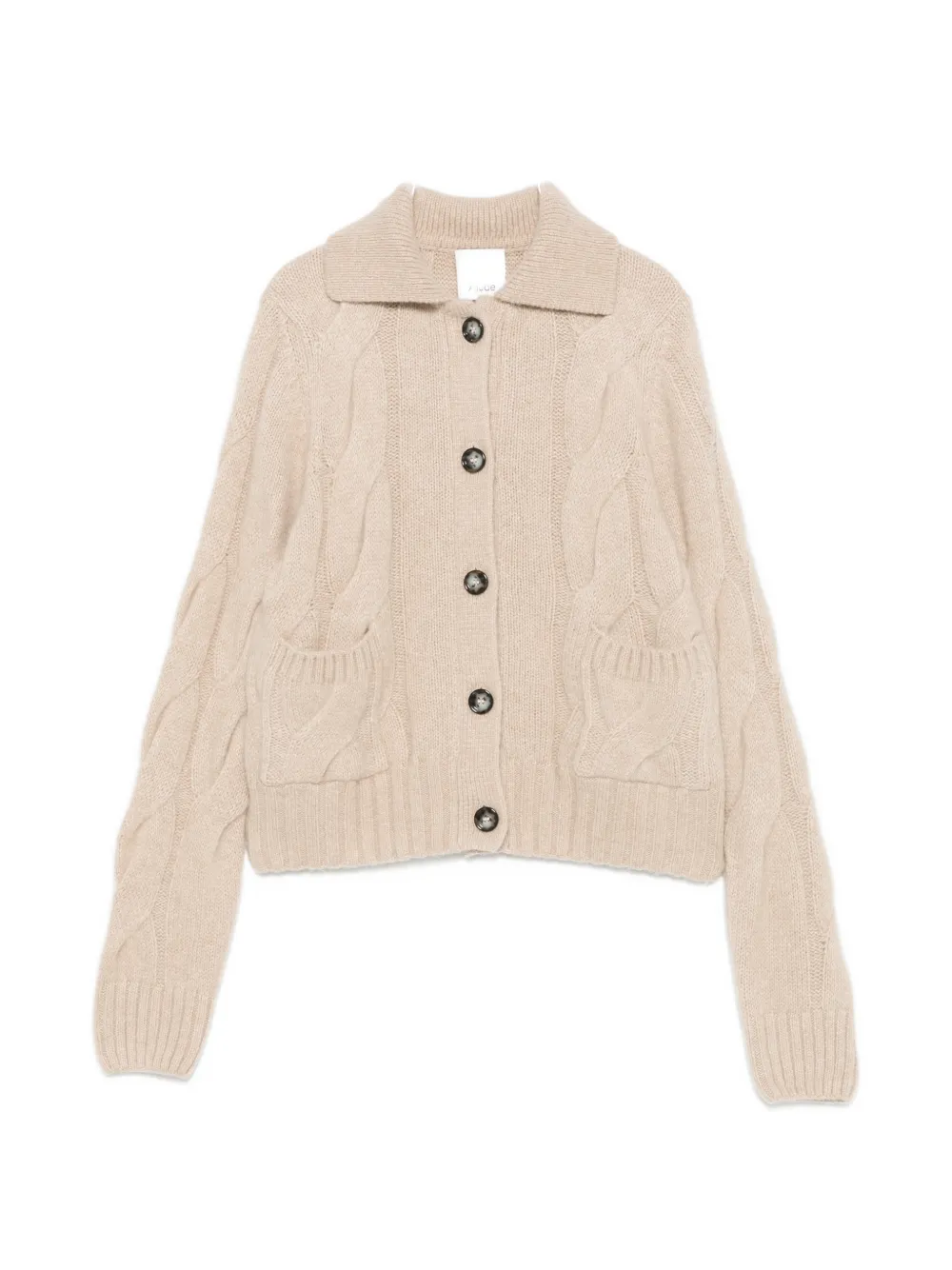 Allude cable-knit button-up cardigan - Nude