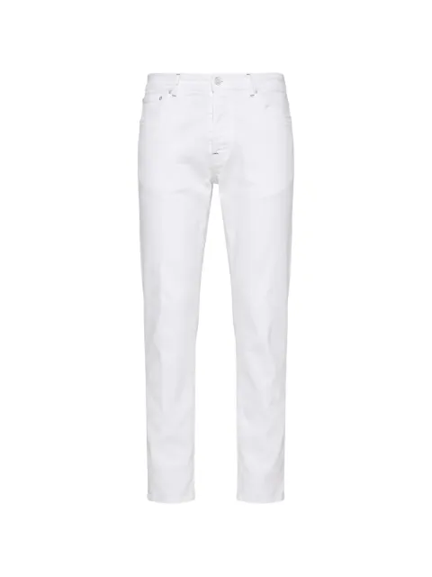 Kiton logo-patch jeans