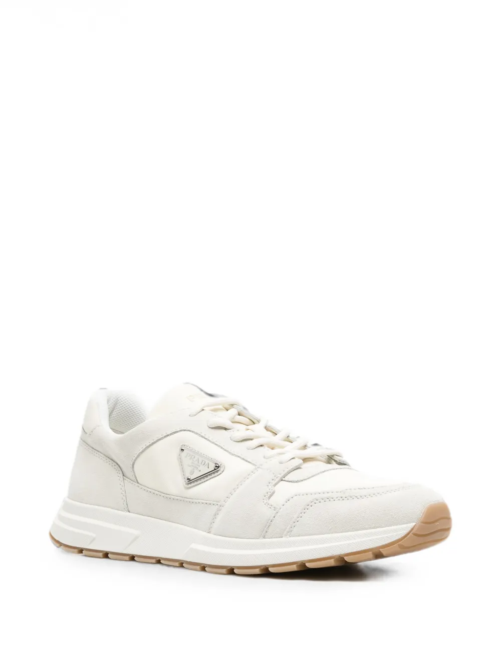 Prada logo-plaque sneakers Beige