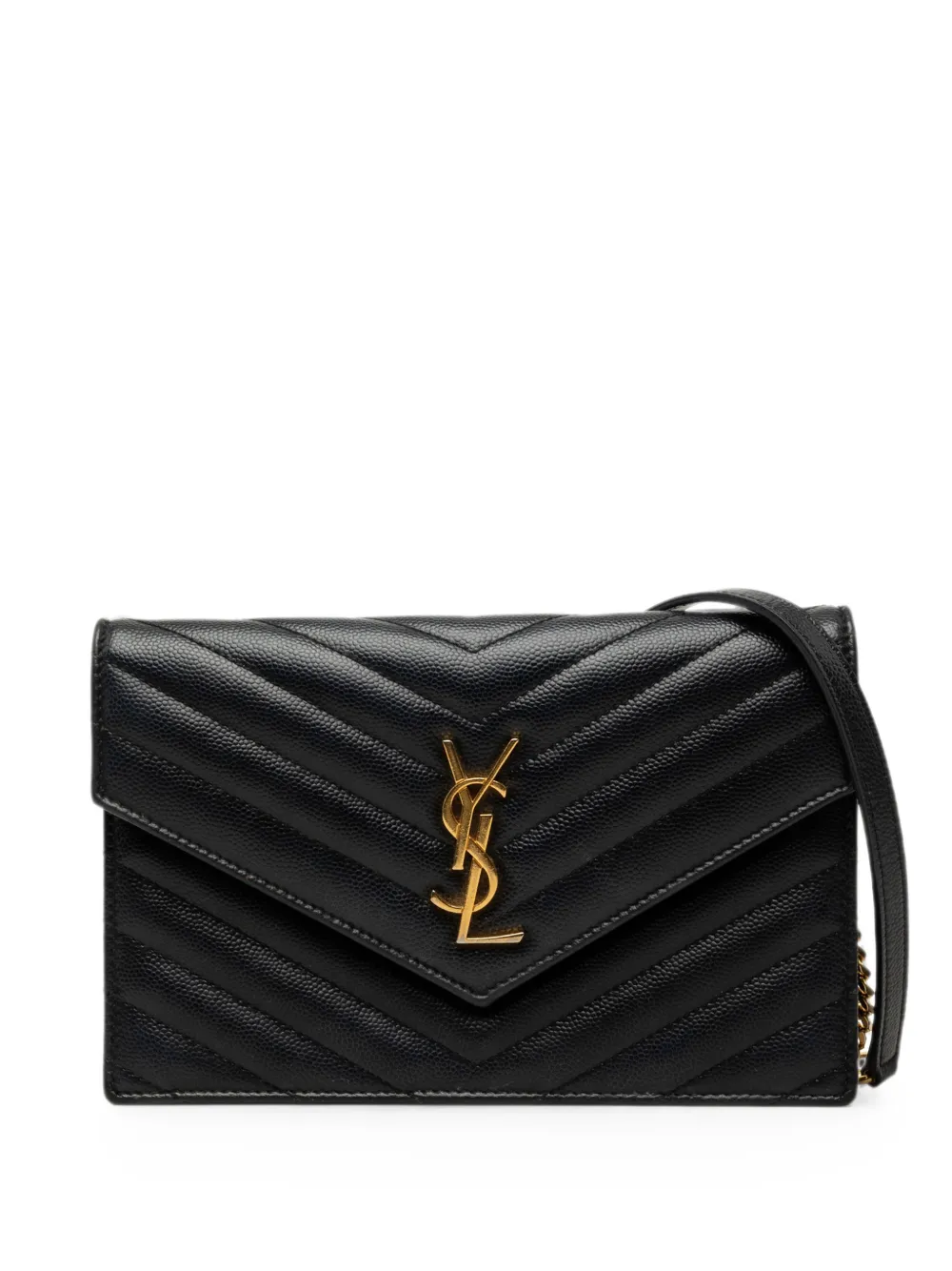Saint Laurent Pre-Owned 2018 Grain De Poudre Cassandre Envelope Chain Wallet crossbody bag - Nero