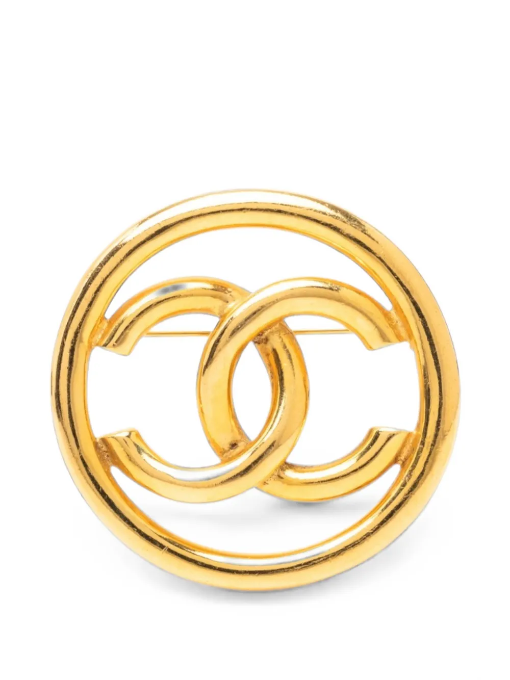 CHANEL Pre-Owned Spilla con logo CC placcata oro 1993