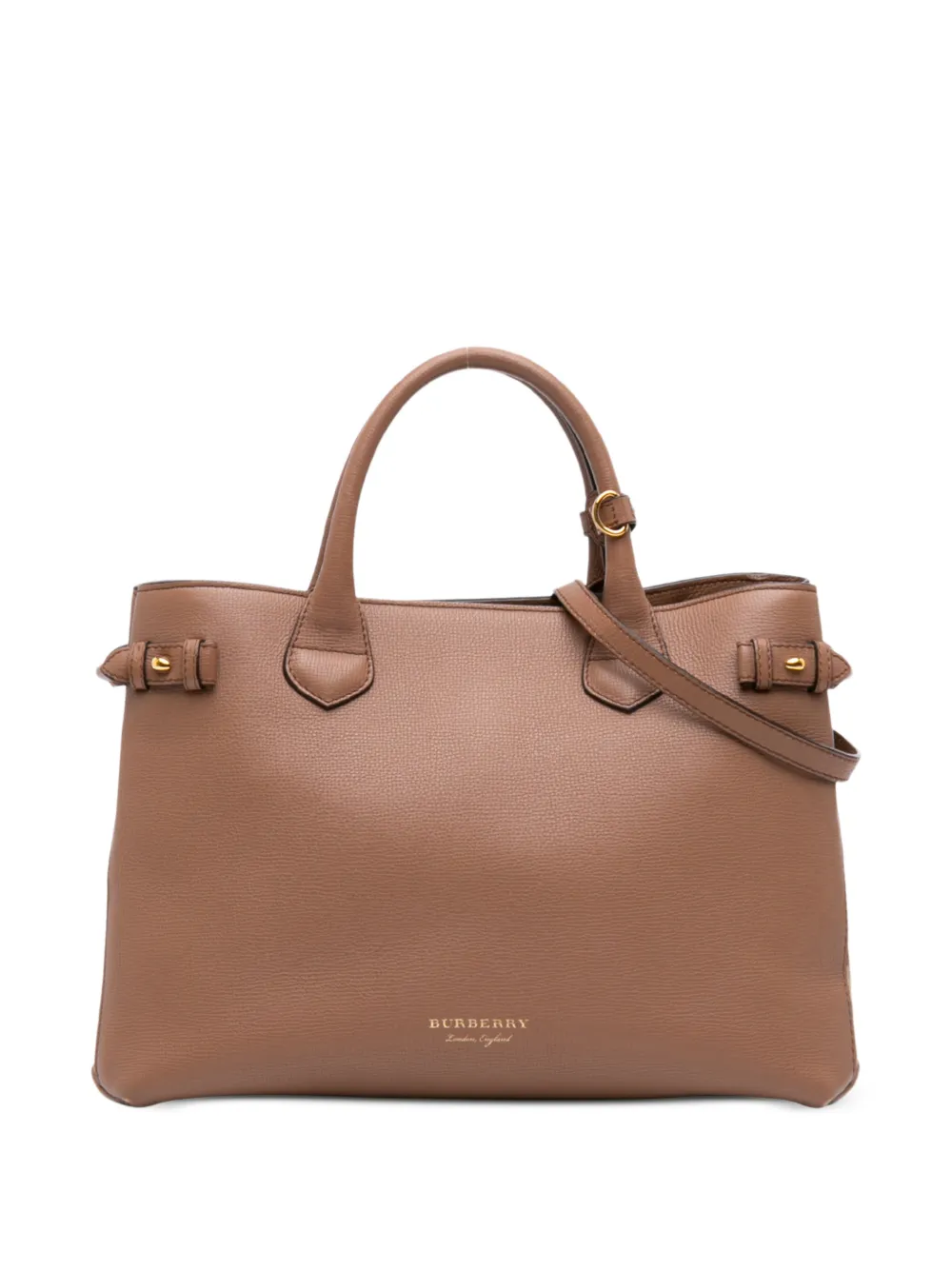 Burberry Pre-Owned 2000-2017 Medium Leather and House Check Banner satchel - Marrone