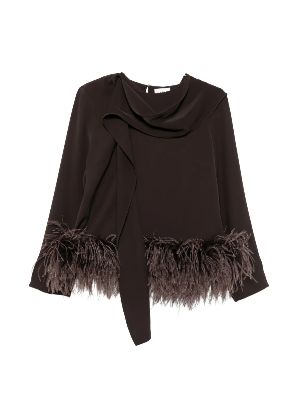 P.A.R.O.S.H. feather-trim draped blouse - Nero