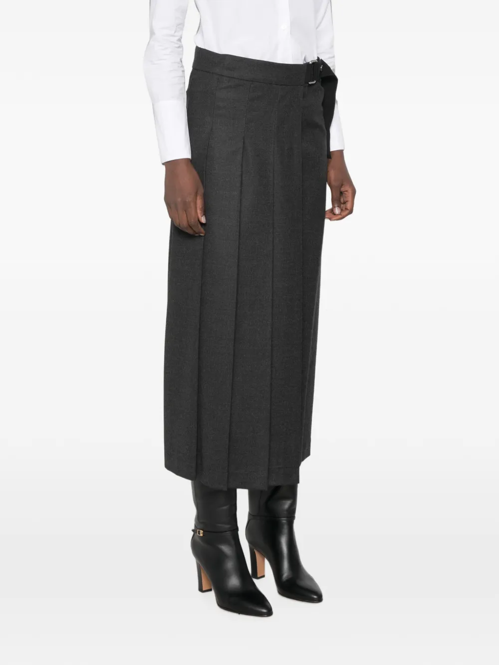 P.A.R.O.S.H. Ludy midi-rok met gespsluiting en plooien Grijs