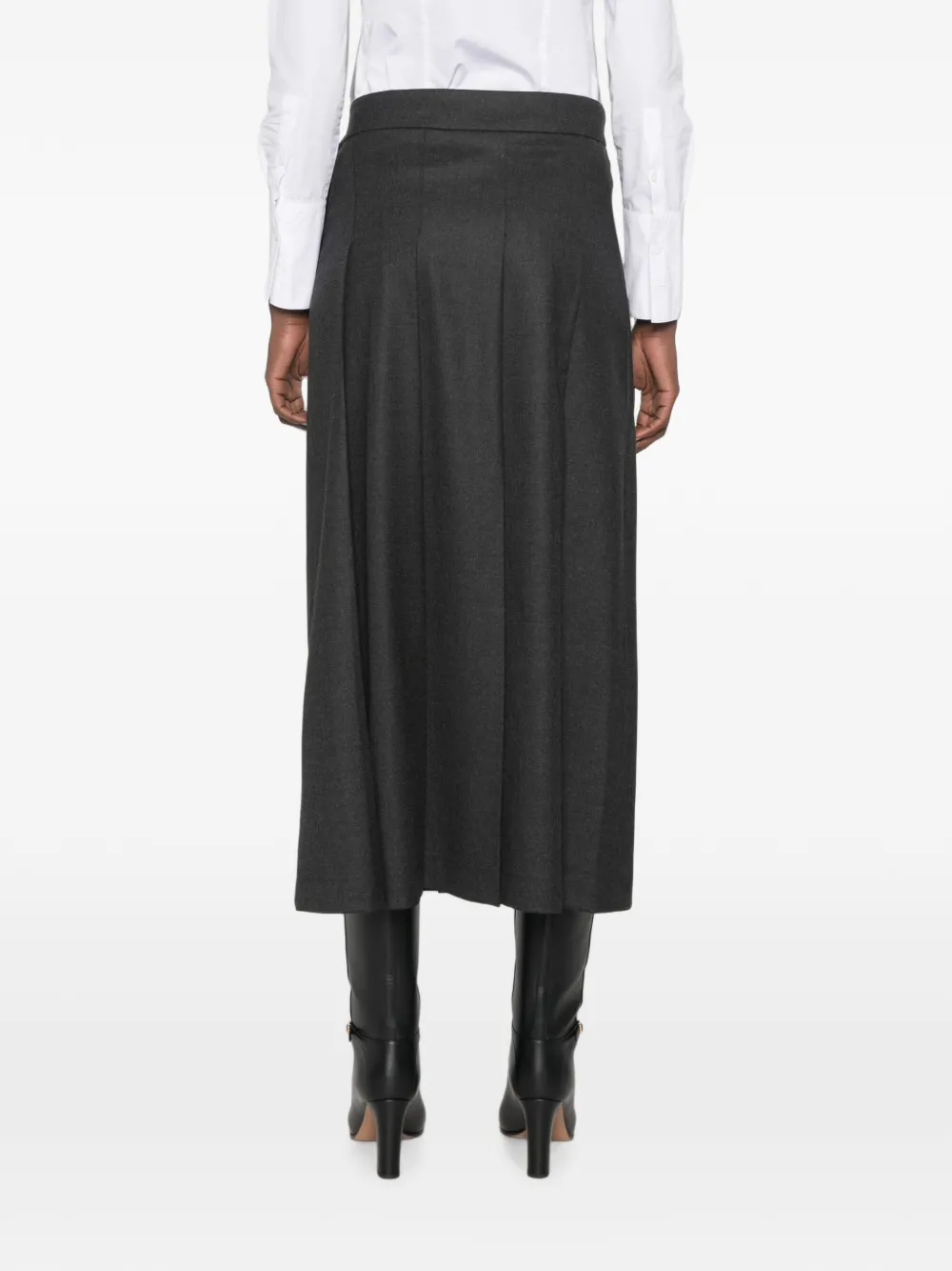 P.A.R.O.S.H. Ludy midi-rok met gespsluiting en plooien Grijs