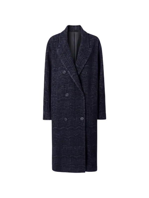 Missoni Double-breasted Cashmere and Viscose Coat in Blue
