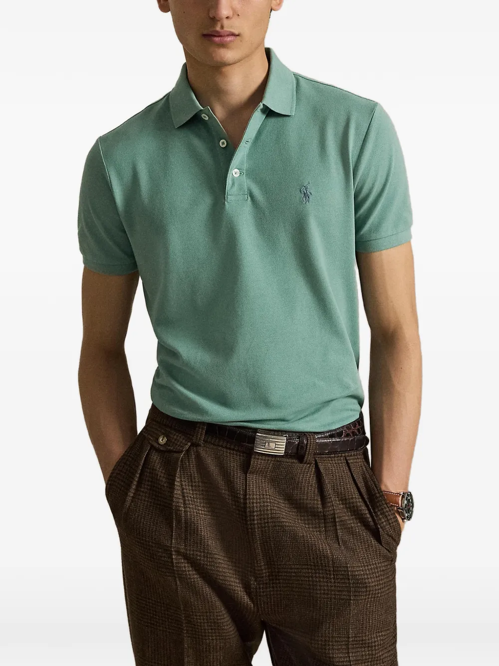 Polo Ralph Lauren Slim-fit mesh poloshirt Groen