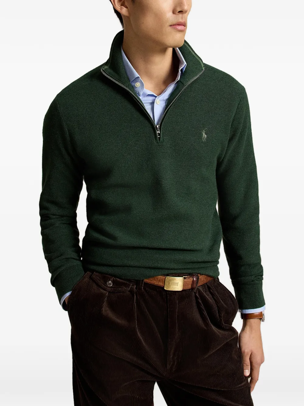 Polo Ralph Lauren Mesh gebreide trui met rits Groen
