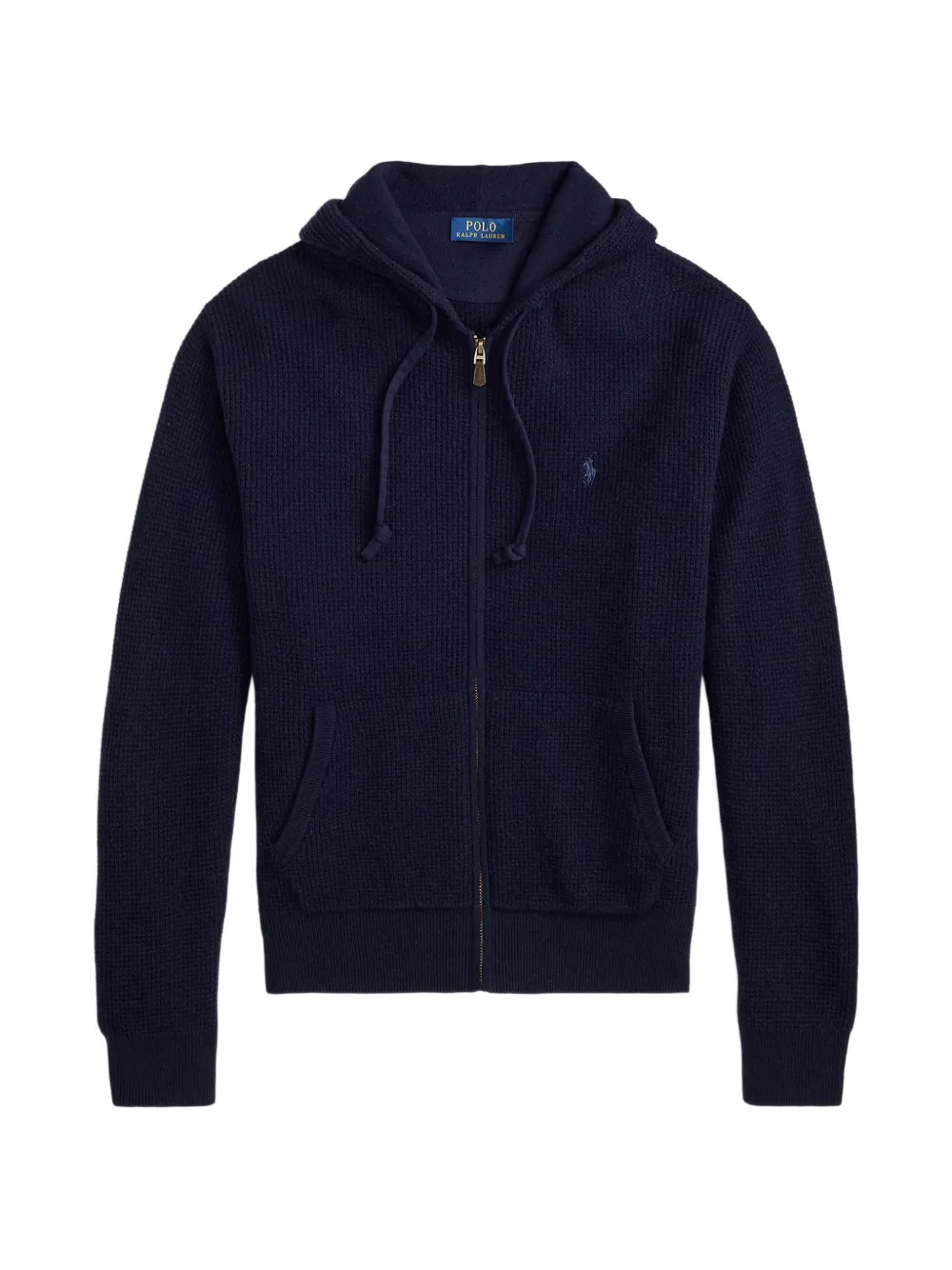 Polo Ralph Lauren waffle-knit wool-cotton hooded sweater - Blau