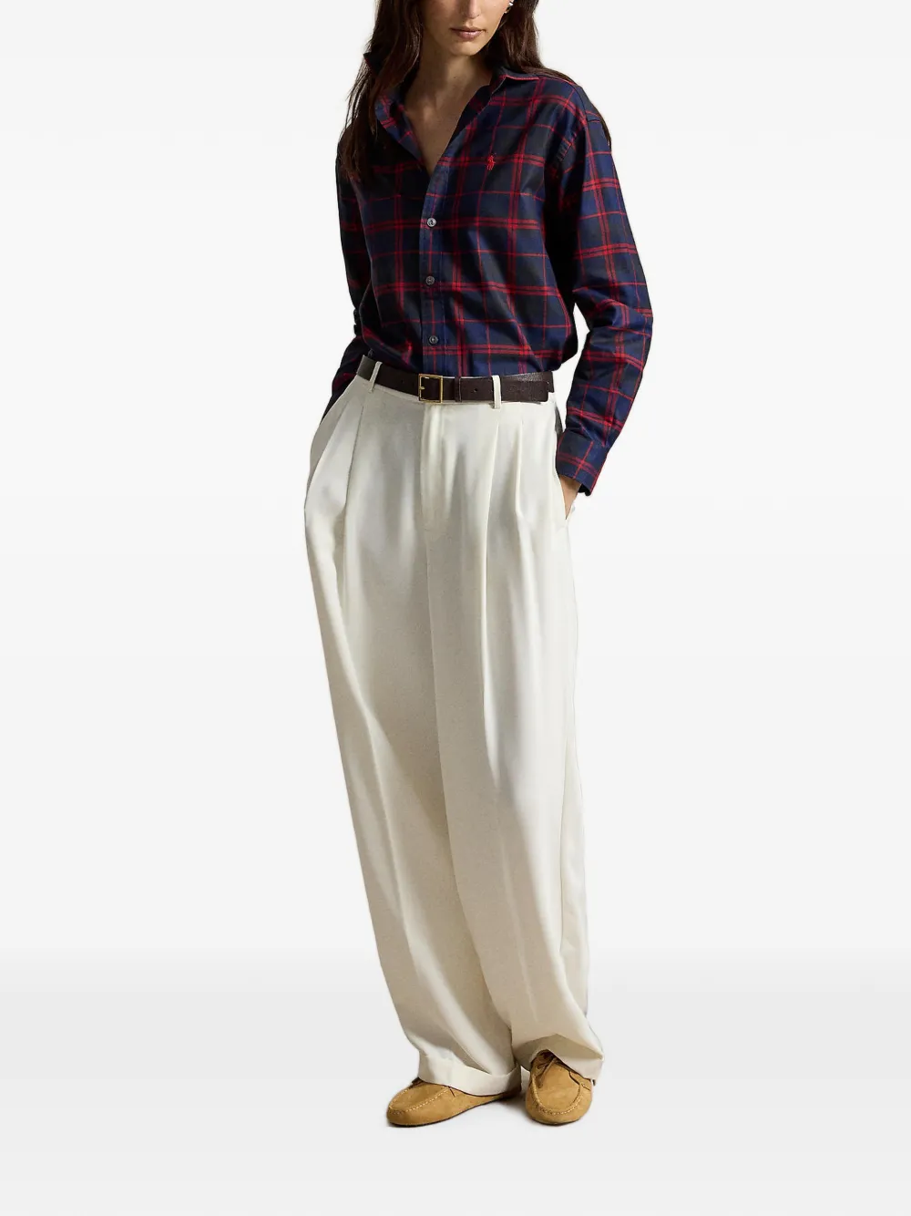 Polo Ralph Lauren Blouse met tartan-ruit en knopen Blauw