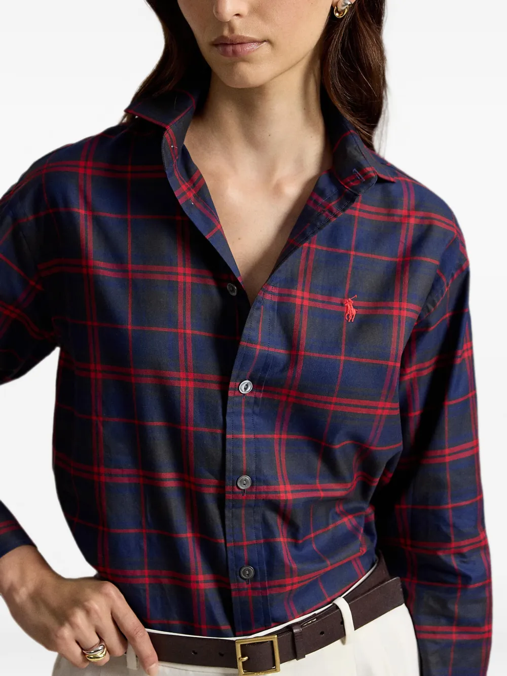 Polo Ralph Lauren Blouse met tartan-ruit en knopen Blauw