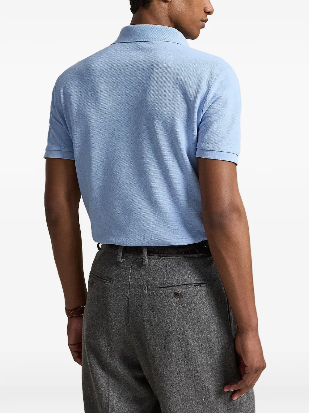 Polo Ralph Lauren The Iconic Custom Slim Fit mesh poloshirt Blauw