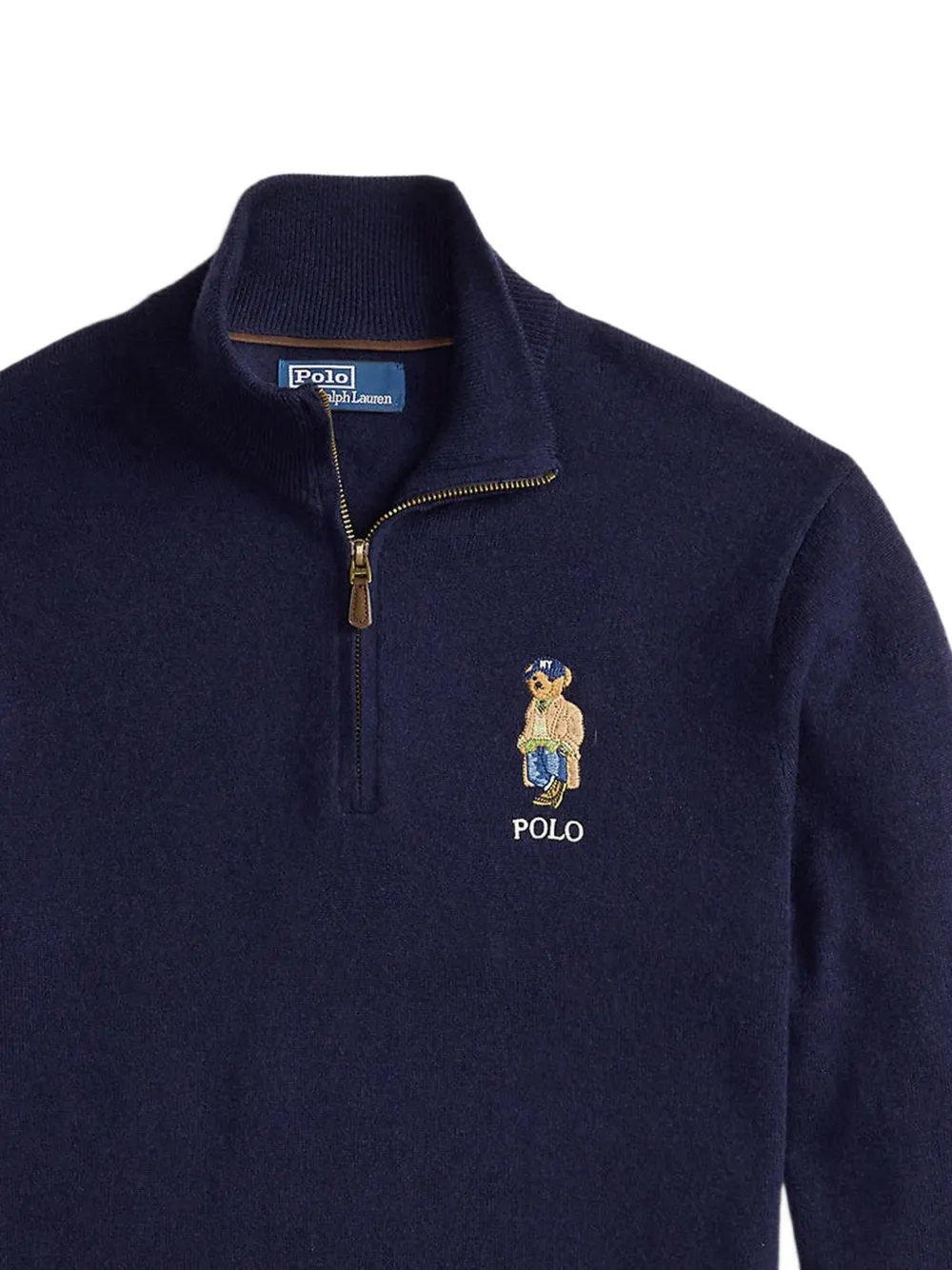 Polo Ralph Lauren Polo Bear wollen trui met kwartrits Blauw