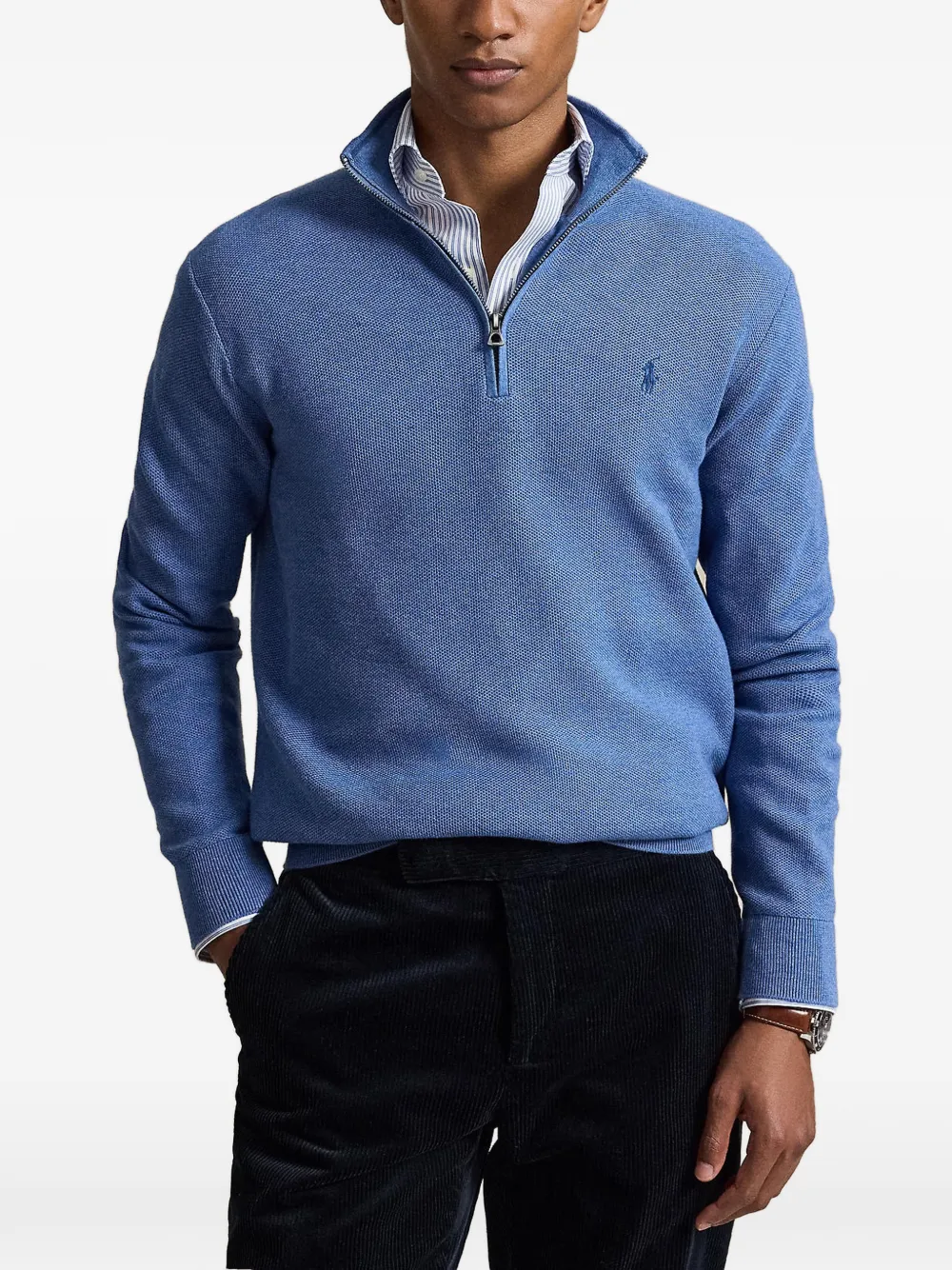 Polo Ralph Lauren Mesh gebreide trui met rits Blauw