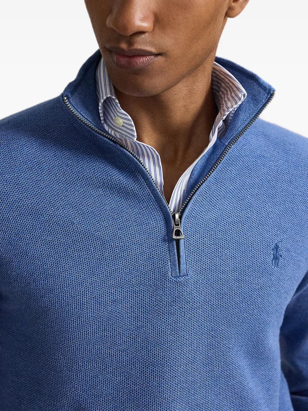 Polo Ralph Lauren Mesh gebreide trui met rits Blauw
