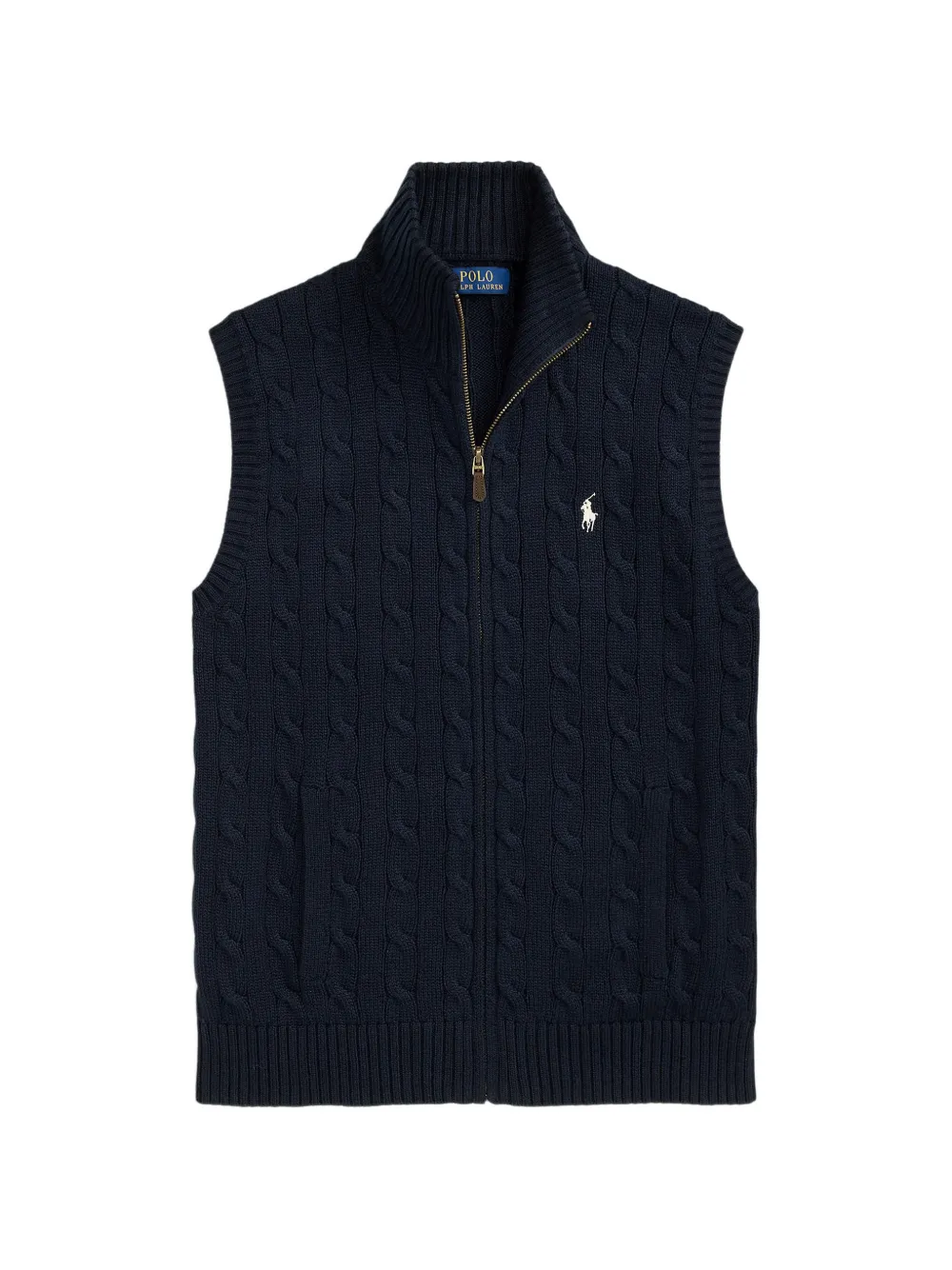 Polo Ralph Lauren cable-knit zip-up sleeveless cardigan - Blu