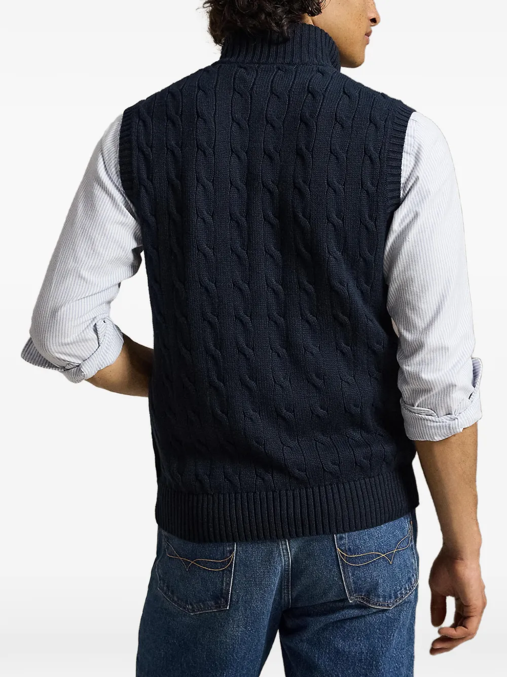 Polo Ralph Lauren Kabelgebreid mouwloos vest met rits Blauw