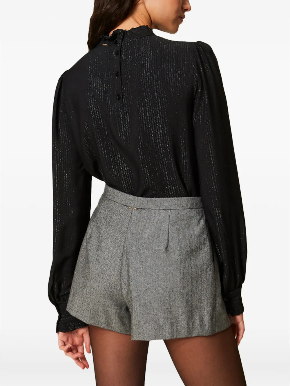 TWINSET Blouse van zijdeblend met jacquard Zwart
