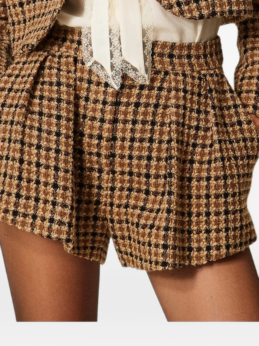 TWINSET Check bouclé shorts - Marron TWINSET Check bouclé shorts - Marron