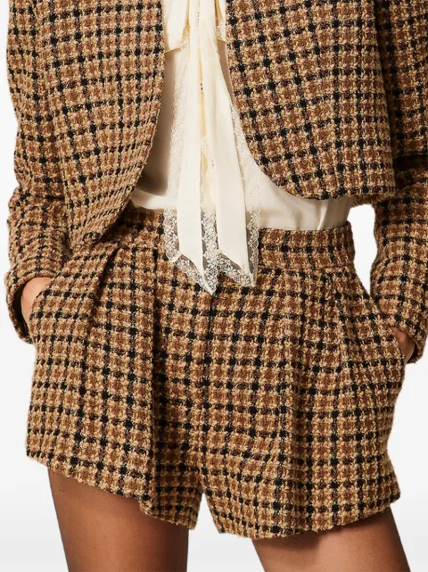 TWINSET Check bouclé shorts