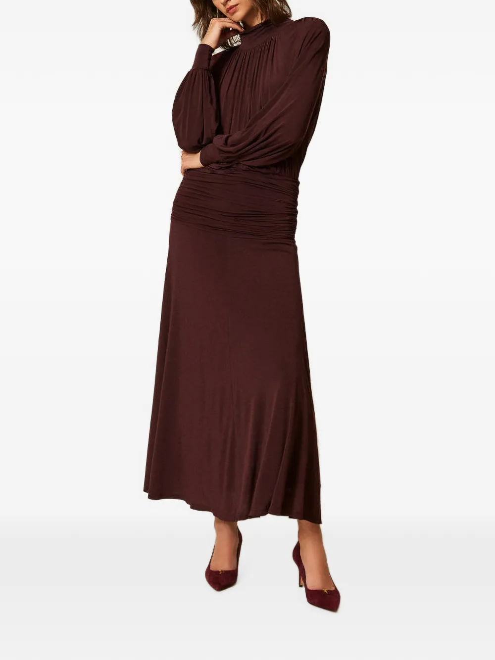 TWINSET Maxi-jurk met gedrapeerd detail Paars